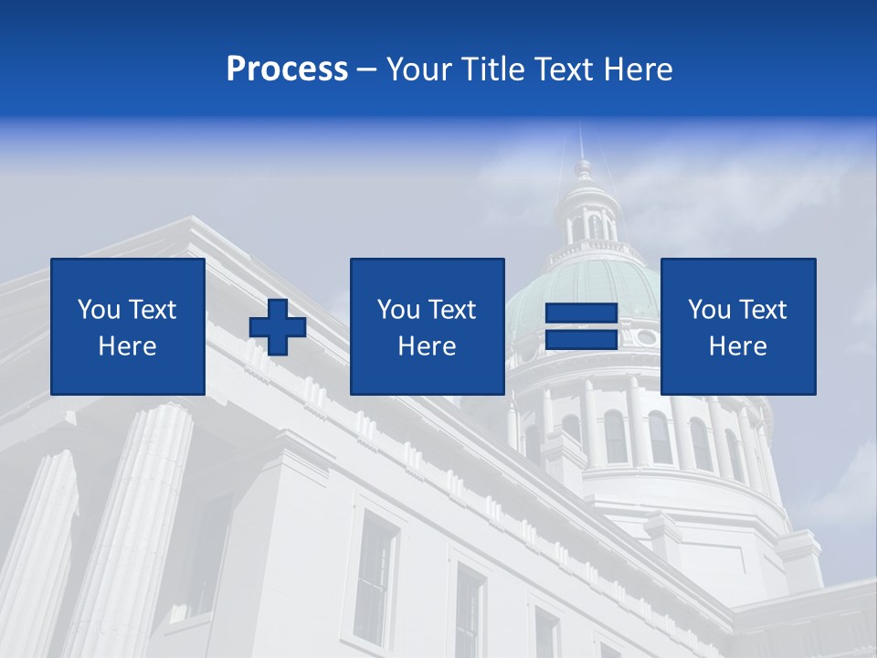 A White Building With A Green Dome Under A Blue Sky PowerPoint Template
