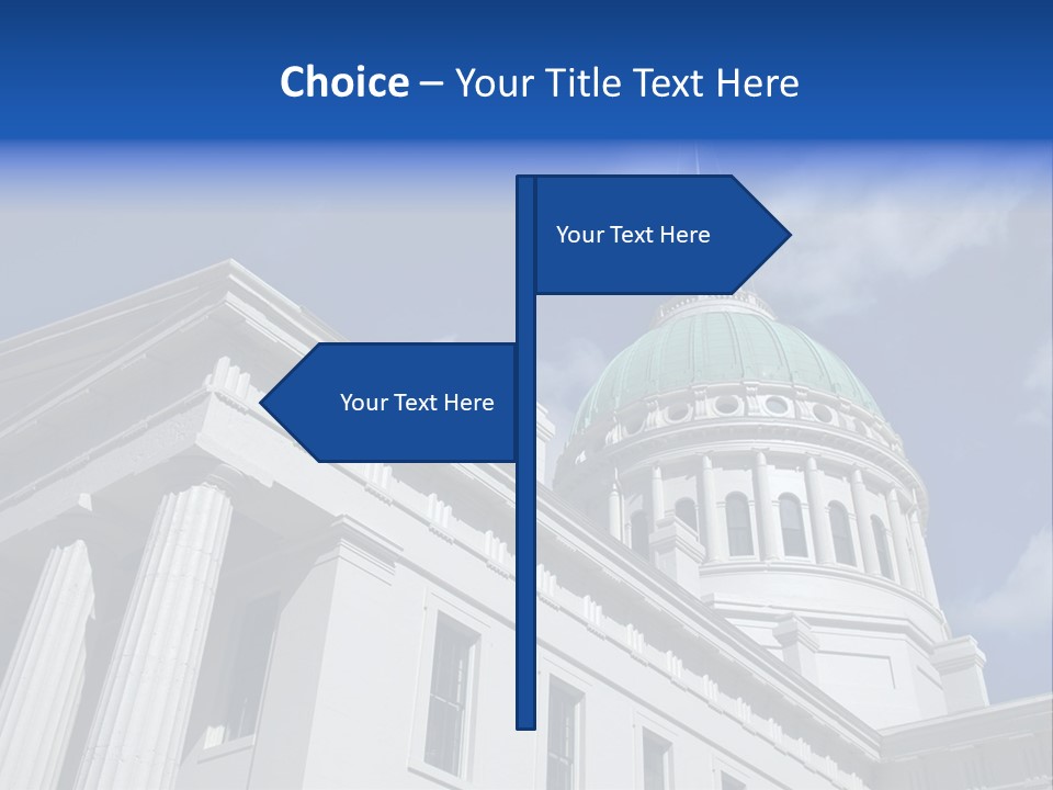 A White Building With A Green Dome Under A Blue Sky PowerPoint Template