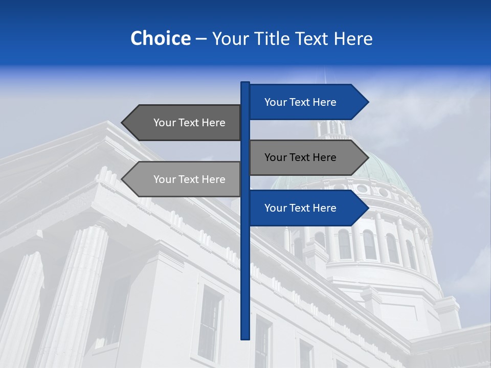 A White Building With A Green Dome Under A Blue Sky PowerPoint Template