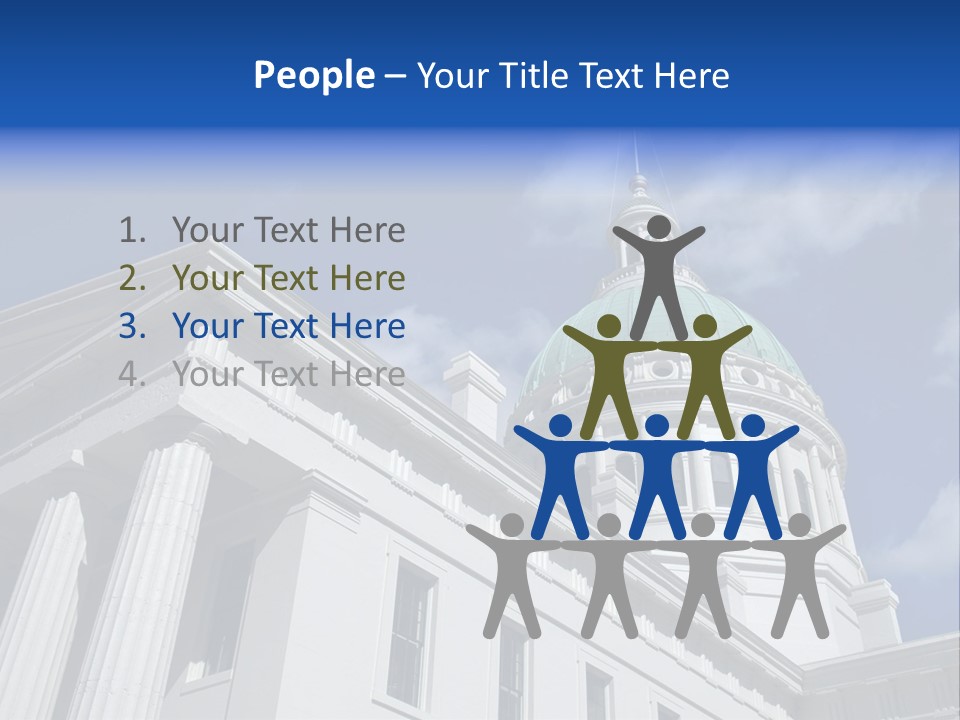 A White Building With A Green Dome Under A Blue Sky PowerPoint Template