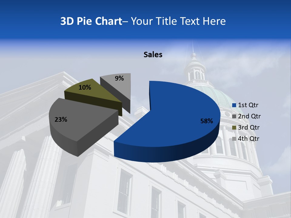 A White Building With A Green Dome Under A Blue Sky PowerPoint Template