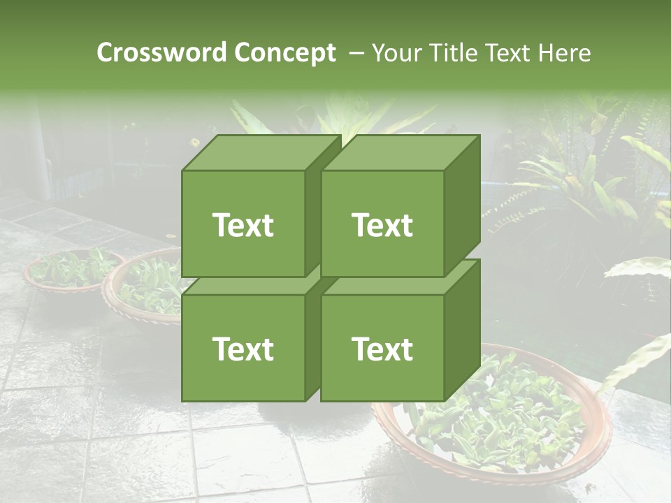 Pot With Floating Plants In Balinese Architectural Style PowerPoint Template