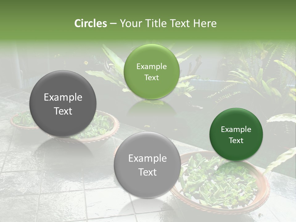 Pot With Floating Plants In Balinese Architectural Style PowerPoint Template