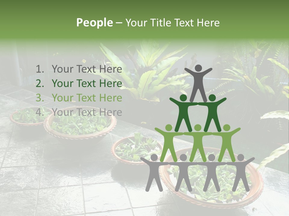 Pot With Floating Plants In Balinese Architectural Style PowerPoint Template