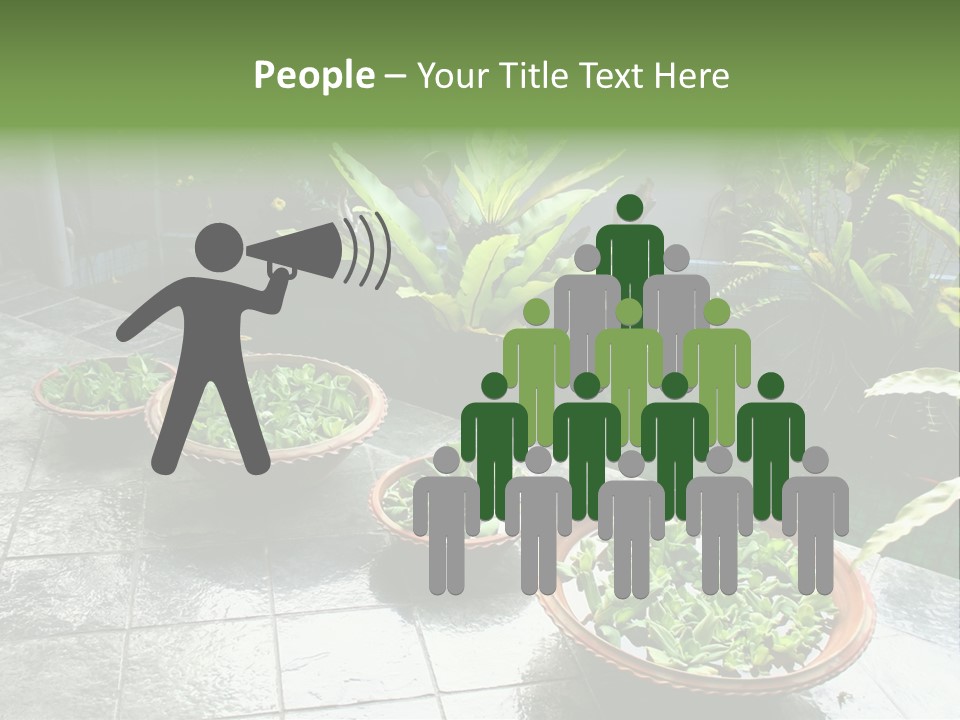 Pot With Floating Plants In Balinese Architectural Style PowerPoint Template