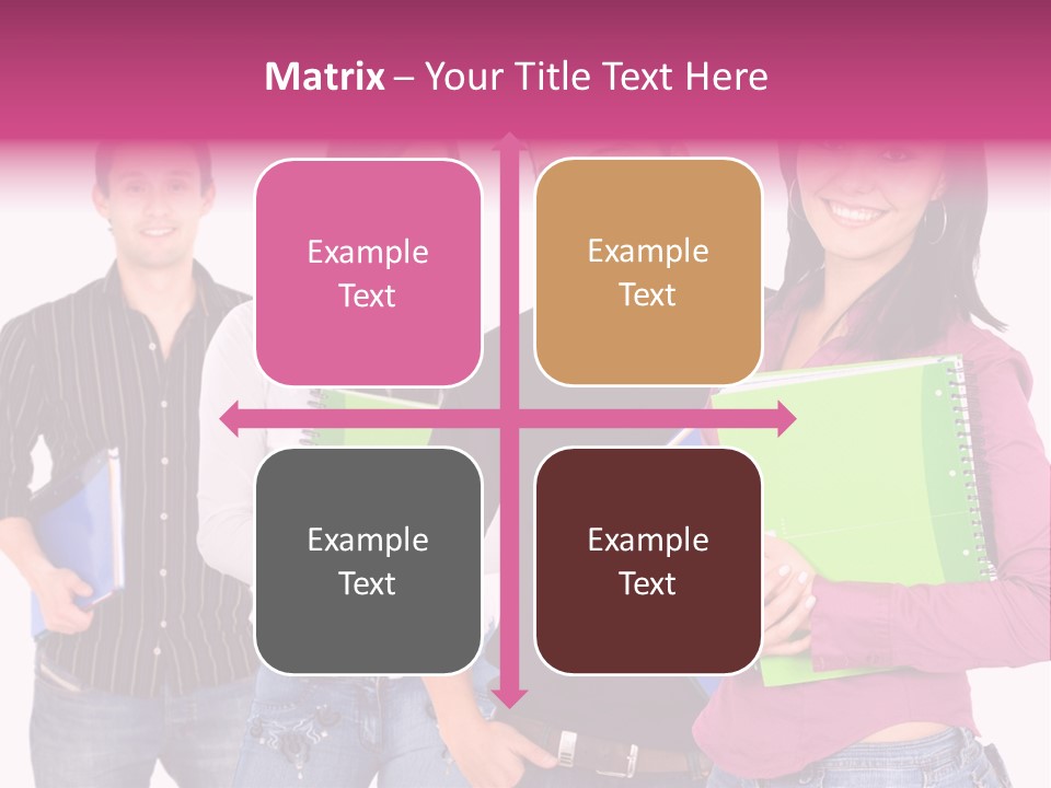 Casual Group Of College Students Smiling - Isolated Over A White Background PowerPoint Template