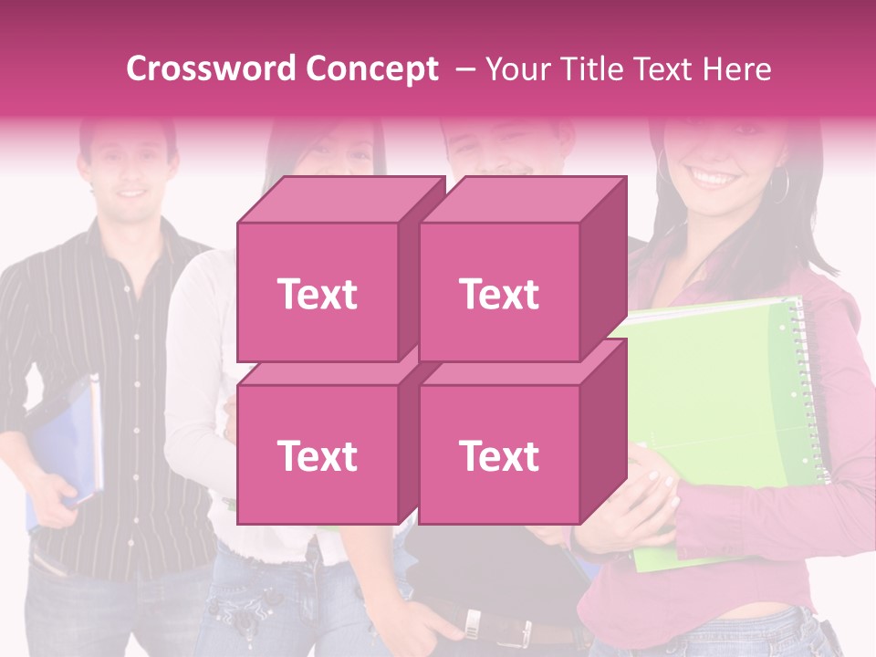 Casual Group Of College Students Smiling - Isolated Over A White Background PowerPoint Template