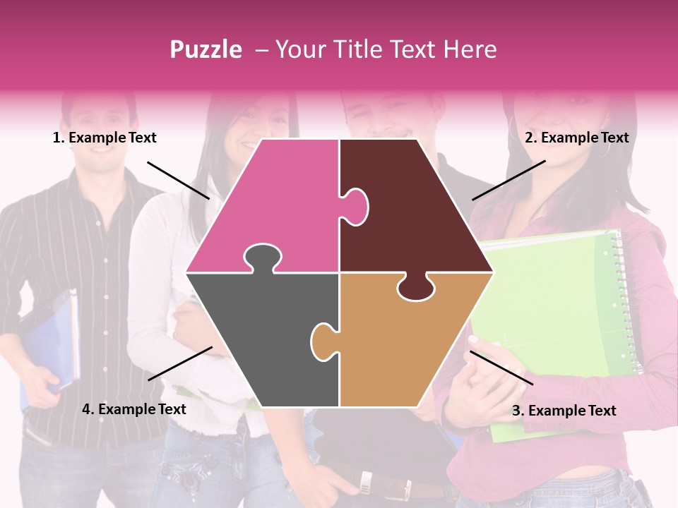 Casual Group Of College Students Smiling - Isolated Over A White Background PowerPoint Template