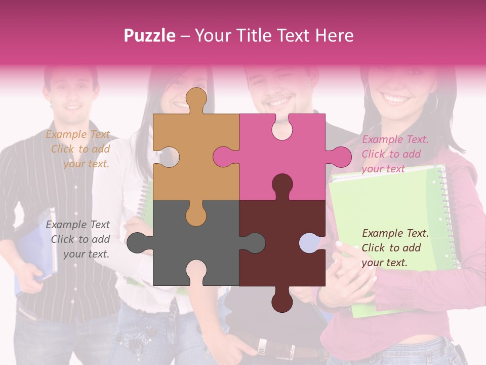 Casual Group Of College Students Smiling - Isolated Over A White Background PowerPoint Template