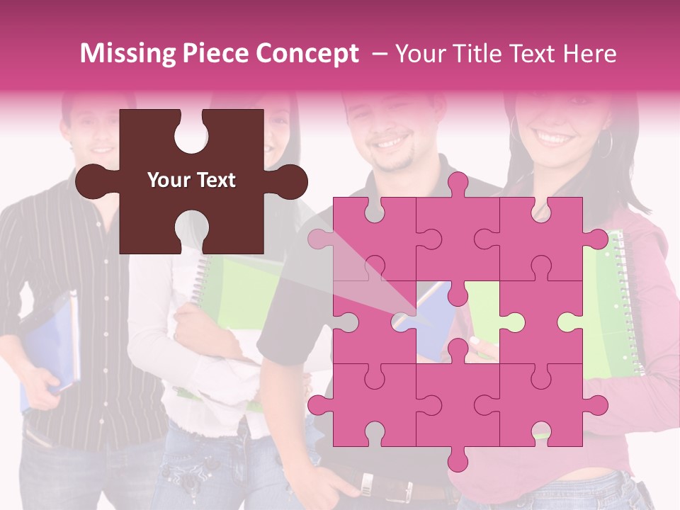 Casual Group Of College Students Smiling - Isolated Over A White Background PowerPoint Template