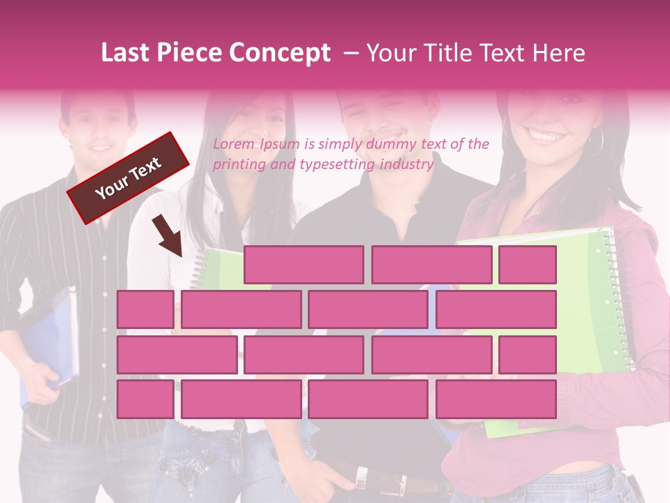 Casual Group Of College Students Smiling - Isolated Over A White Background PowerPoint Template