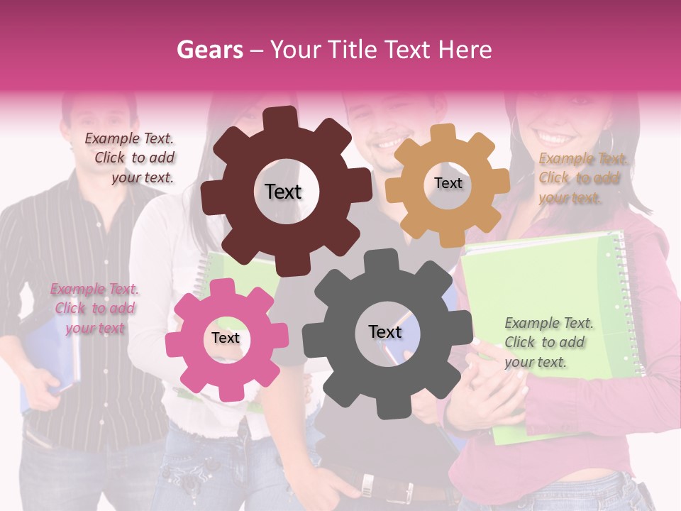 Casual Group Of College Students Smiling - Isolated Over A White Background PowerPoint Template