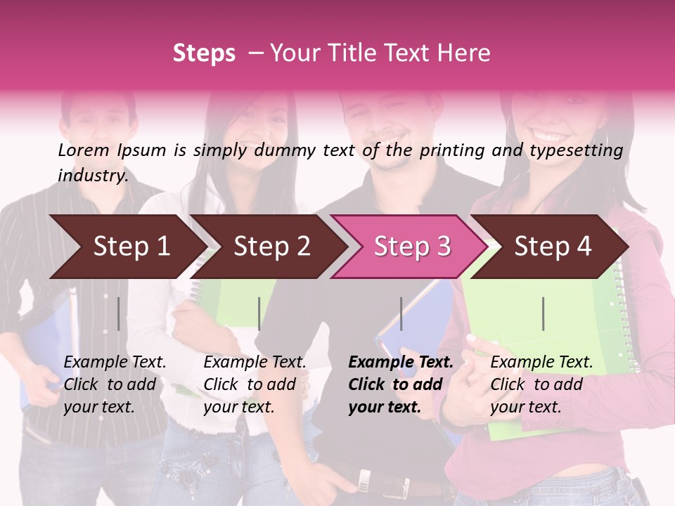 Casual Group Of College Students Smiling - Isolated Over A White Background PowerPoint Template
