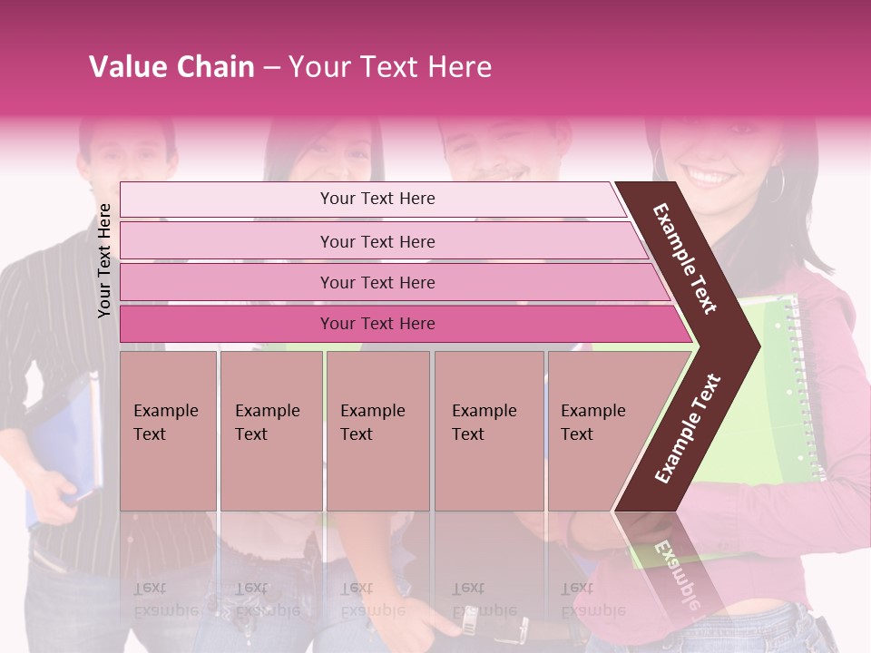 Casual Group Of College Students Smiling - Isolated Over A White Background PowerPoint Template