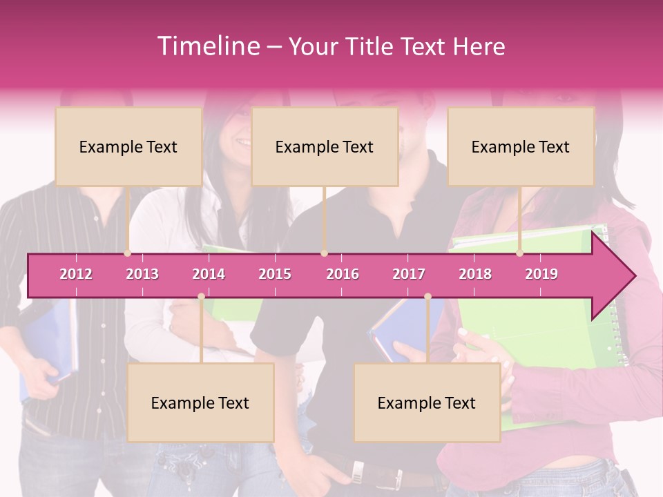 Casual Group Of College Students Smiling - Isolated Over A White Background PowerPoint Template