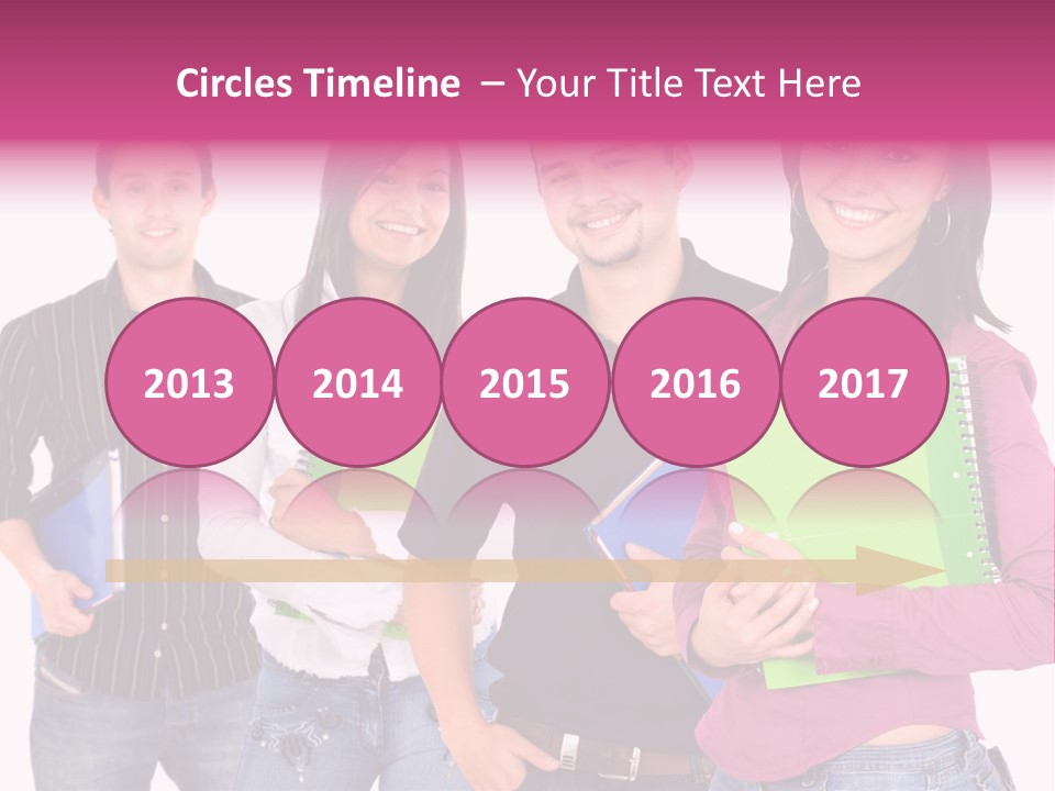 Casual Group Of College Students Smiling - Isolated Over A White Background PowerPoint Template