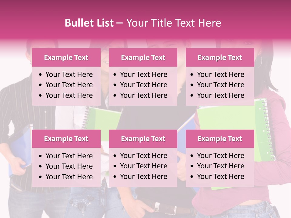 Casual Group Of College Students Smiling - Isolated Over A White Background PowerPoint Template