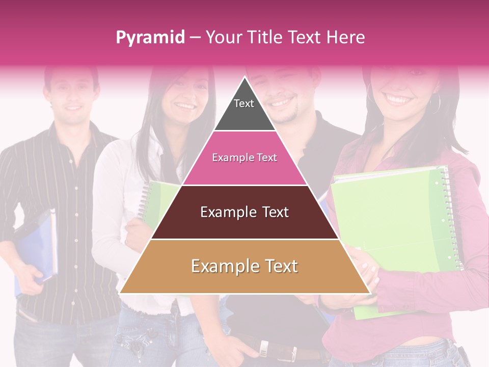Casual Group Of College Students Smiling - Isolated Over A White Background PowerPoint Template