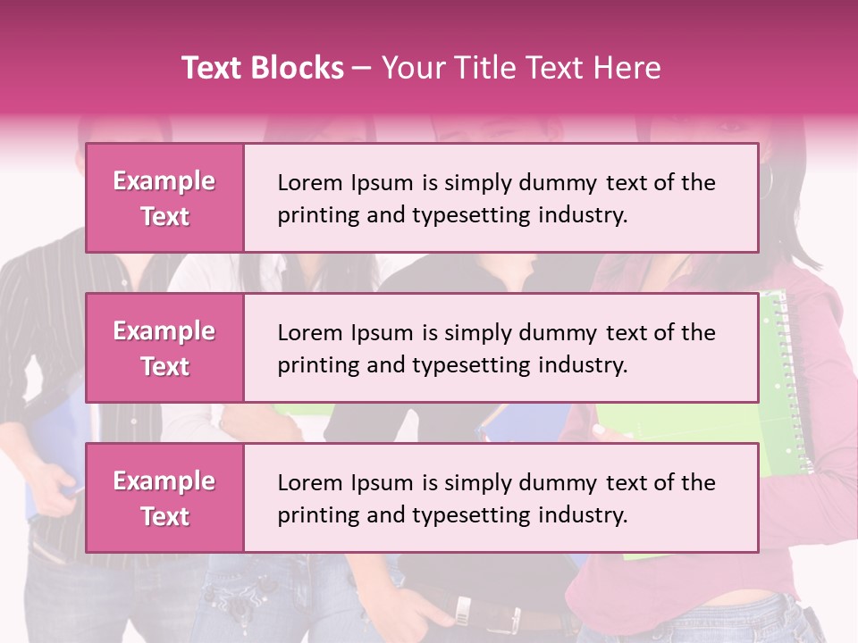 Casual Group Of College Students Smiling - Isolated Over A White Background PowerPoint Template