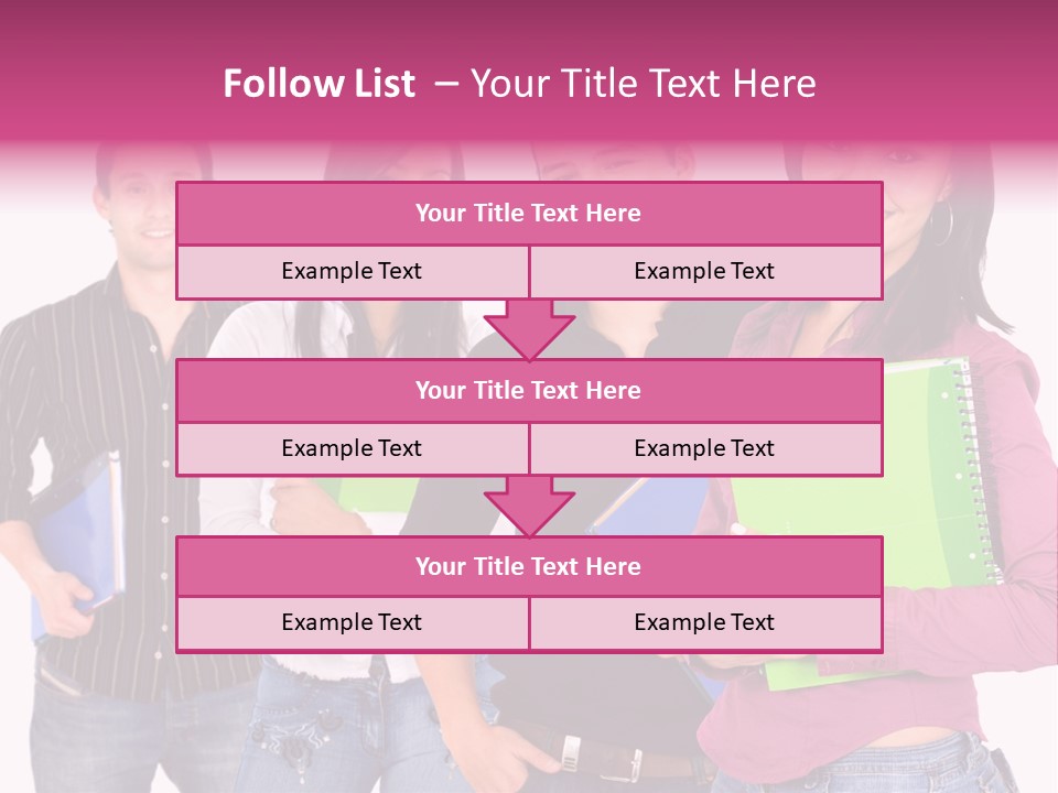Casual Group Of College Students Smiling - Isolated Over A White Background PowerPoint Template