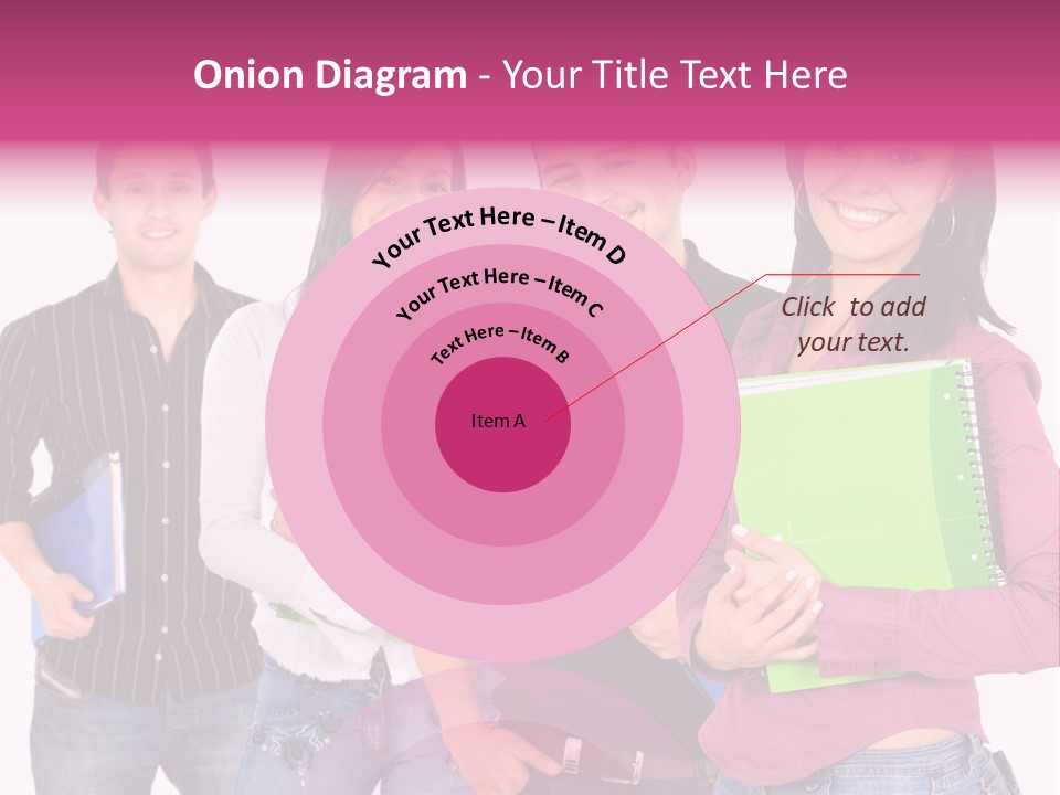 Casual Group Of College Students Smiling - Isolated Over A White Background PowerPoint Template