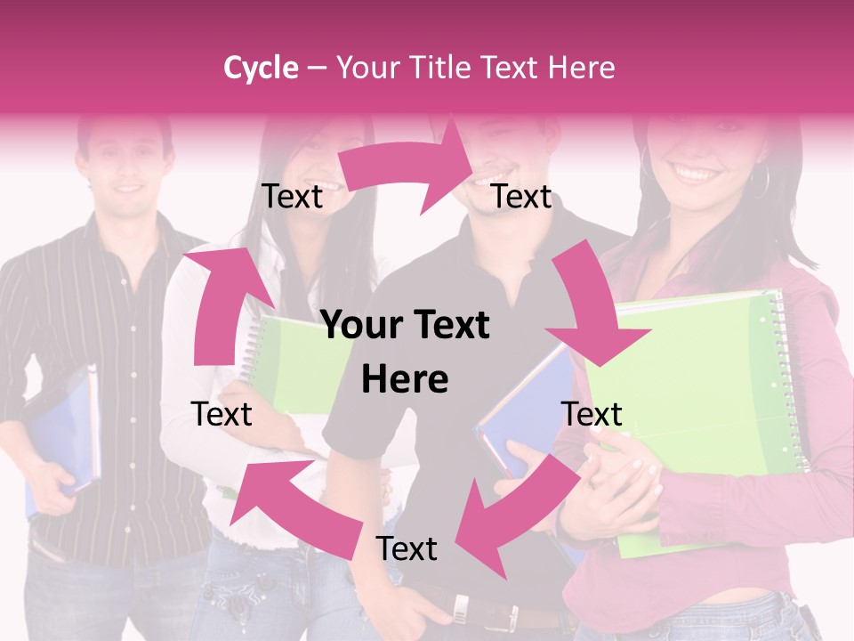 Casual Group Of College Students Smiling - Isolated Over A White Background PowerPoint Template