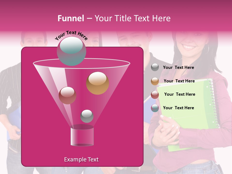 Casual Group Of College Students Smiling - Isolated Over A White Background PowerPoint Template