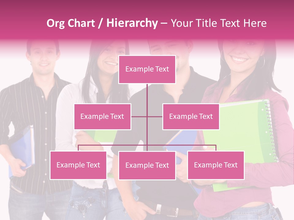 Casual Group Of College Students Smiling - Isolated Over A White Background PowerPoint Template