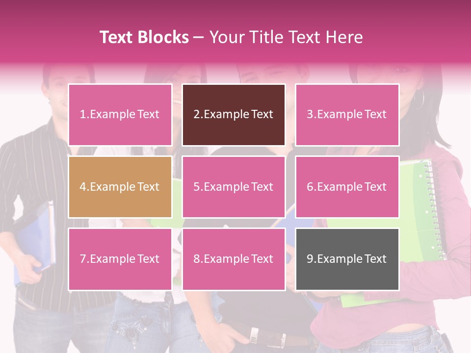 Casual Group Of College Students Smiling - Isolated Over A White Background PowerPoint Template