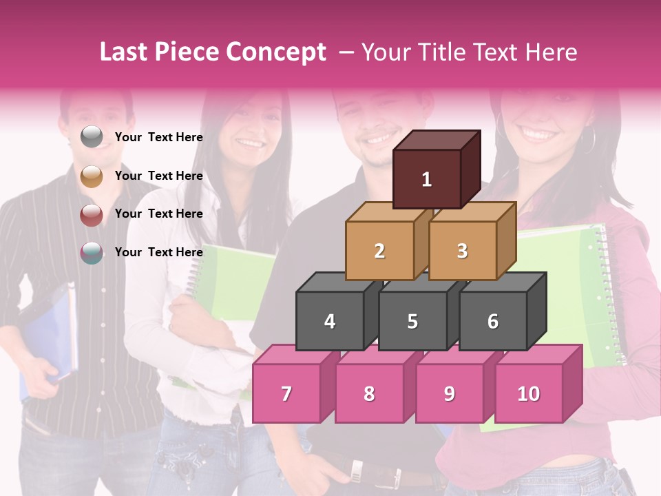 Casual Group Of College Students Smiling - Isolated Over A White Background PowerPoint Template