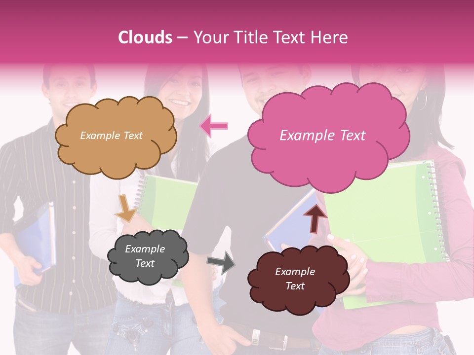 Casual Group Of College Students Smiling - Isolated Over A White Background PowerPoint Template