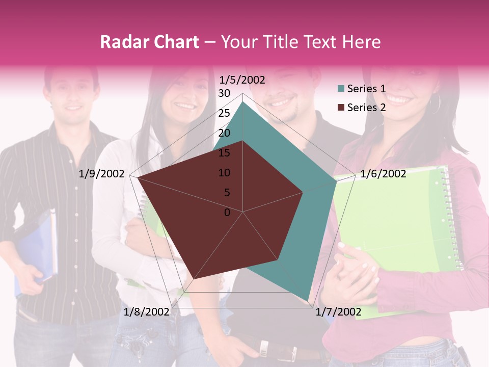 Casual Group Of College Students Smiling - Isolated Over A White Background PowerPoint Template