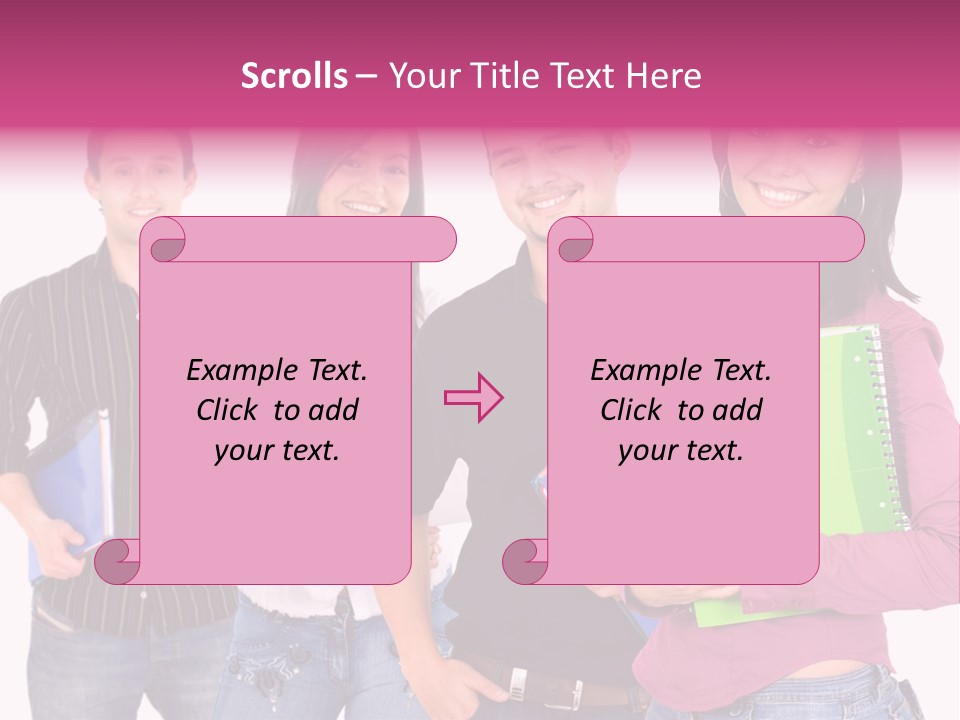 Casual Group Of College Students Smiling - Isolated Over A White Background PowerPoint Template