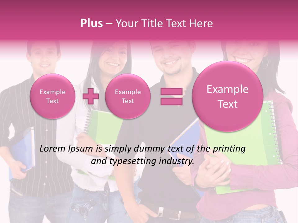 Casual Group Of College Students Smiling - Isolated Over A White Background PowerPoint Template