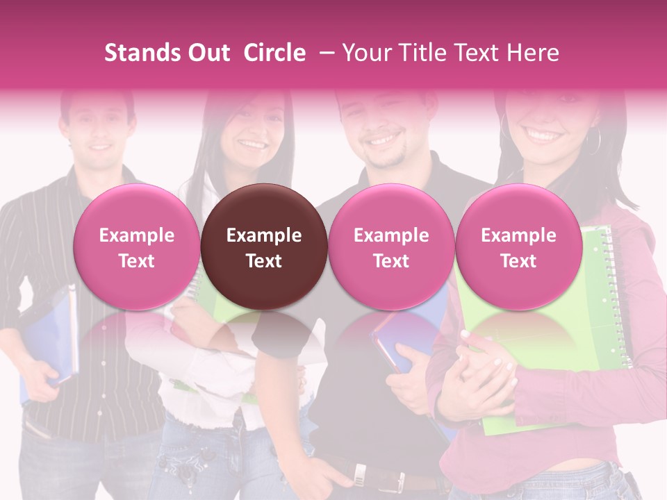 Casual Group Of College Students Smiling - Isolated Over A White Background PowerPoint Template