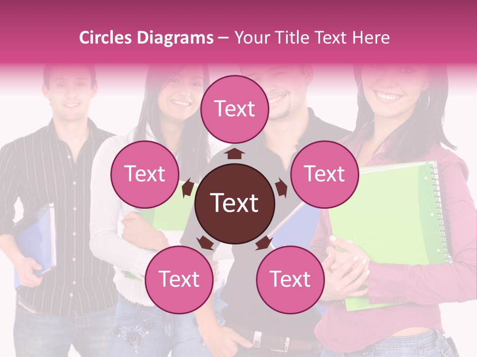 Casual Group Of College Students Smiling - Isolated Over A White Background PowerPoint Template