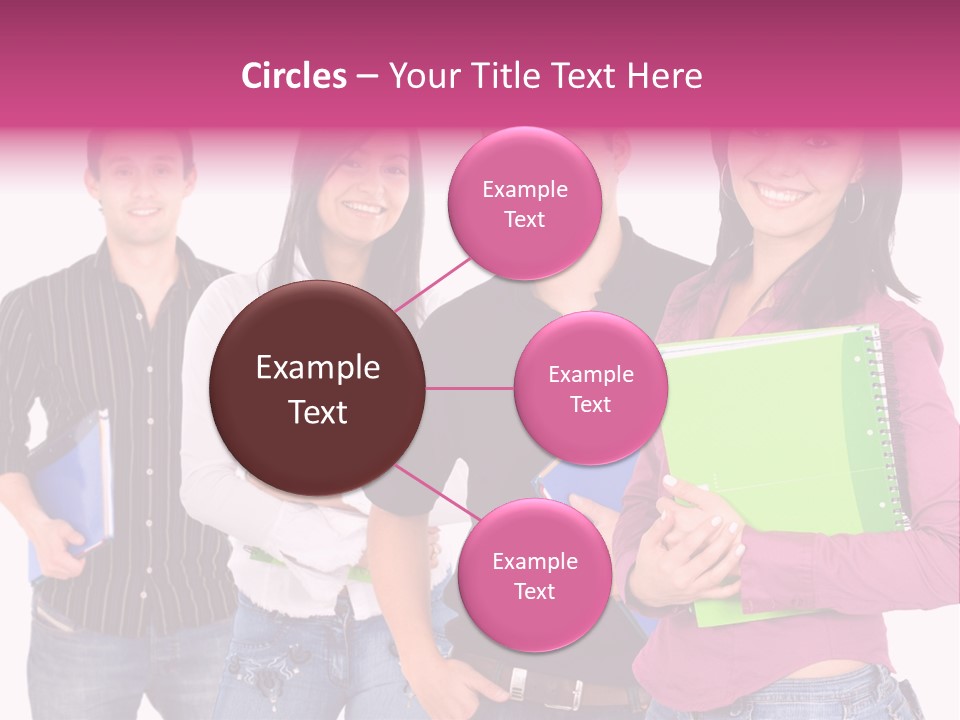 Casual Group Of College Students Smiling - Isolated Over A White Background PowerPoint Template