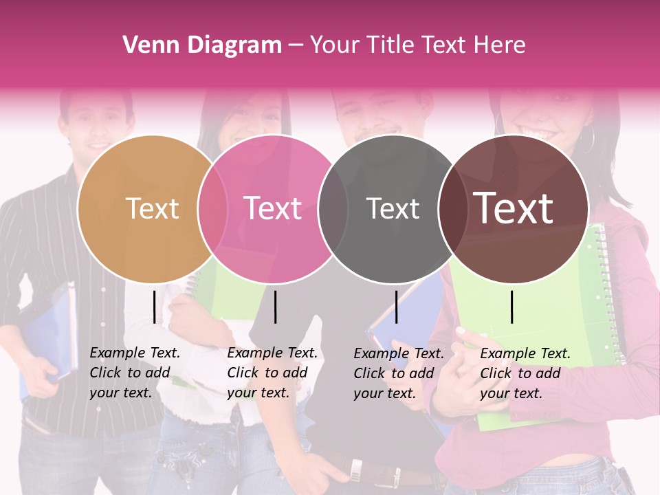 Casual Group Of College Students Smiling - Isolated Over A White Background PowerPoint Template