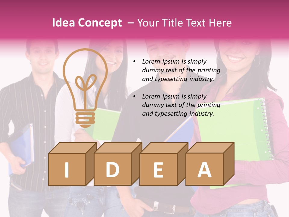 Casual Group Of College Students Smiling - Isolated Over A White Background PowerPoint Template