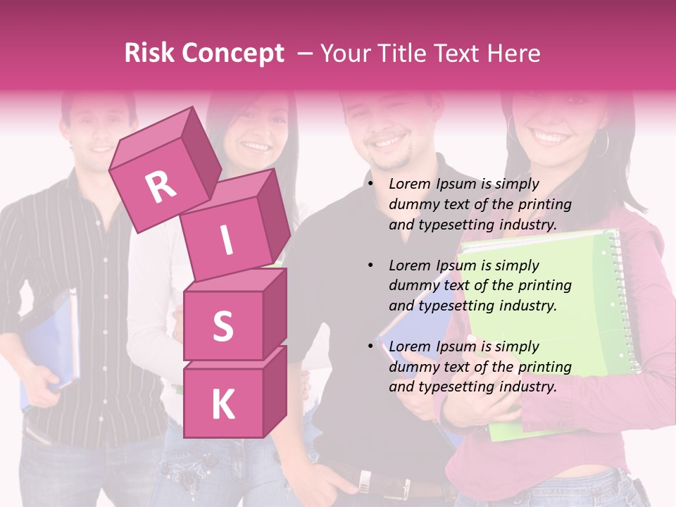 Casual Group Of College Students Smiling - Isolated Over A White Background PowerPoint Template