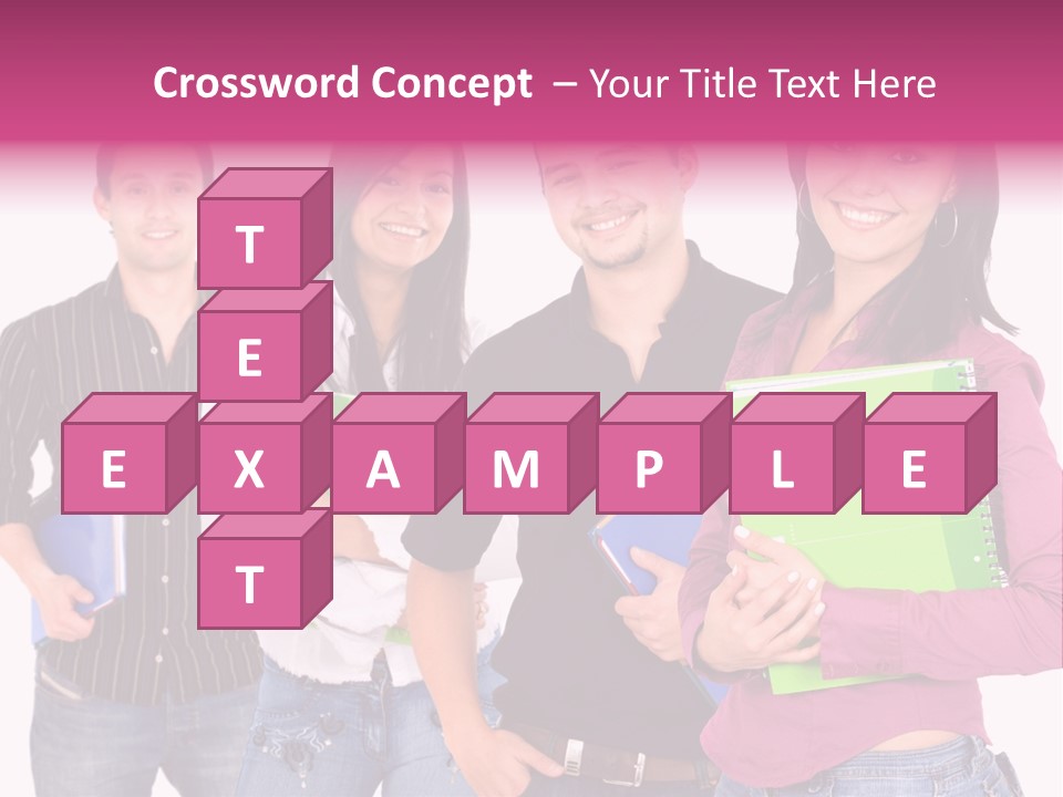 Casual Group Of College Students Smiling - Isolated Over A White Background PowerPoint Template