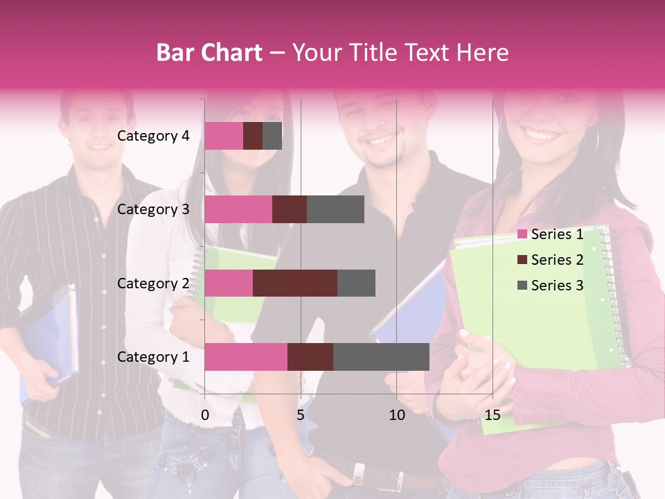Casual Group Of College Students Smiling - Isolated Over A White Background PowerPoint Template