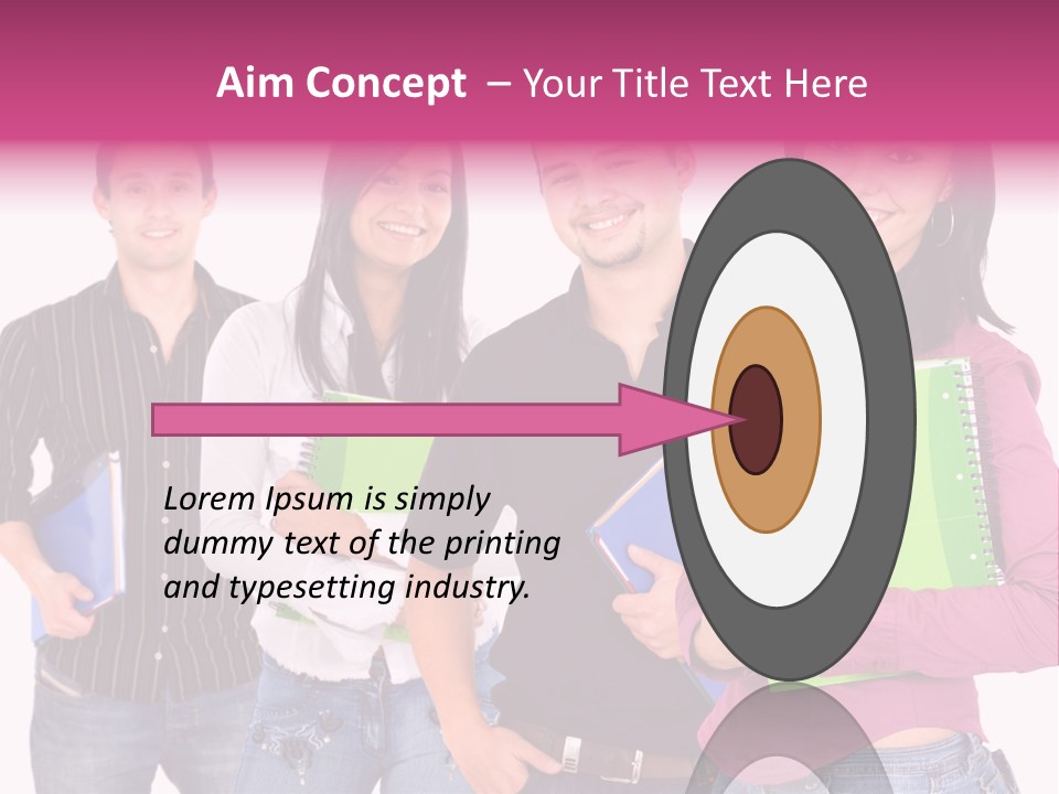 Casual Group Of College Students Smiling - Isolated Over A White Background PowerPoint Template