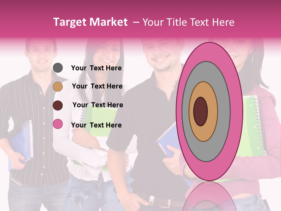 Casual Group Of College Students Smiling - Isolated Over A White Background PowerPoint Template