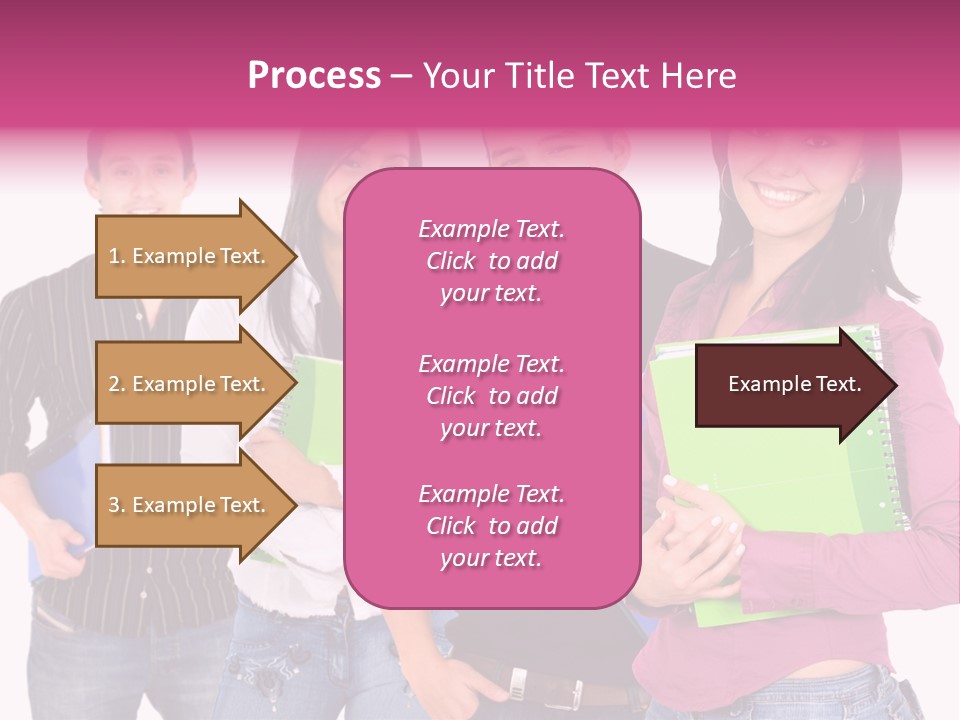 Casual Group Of College Students Smiling - Isolated Over A White Background PowerPoint Template