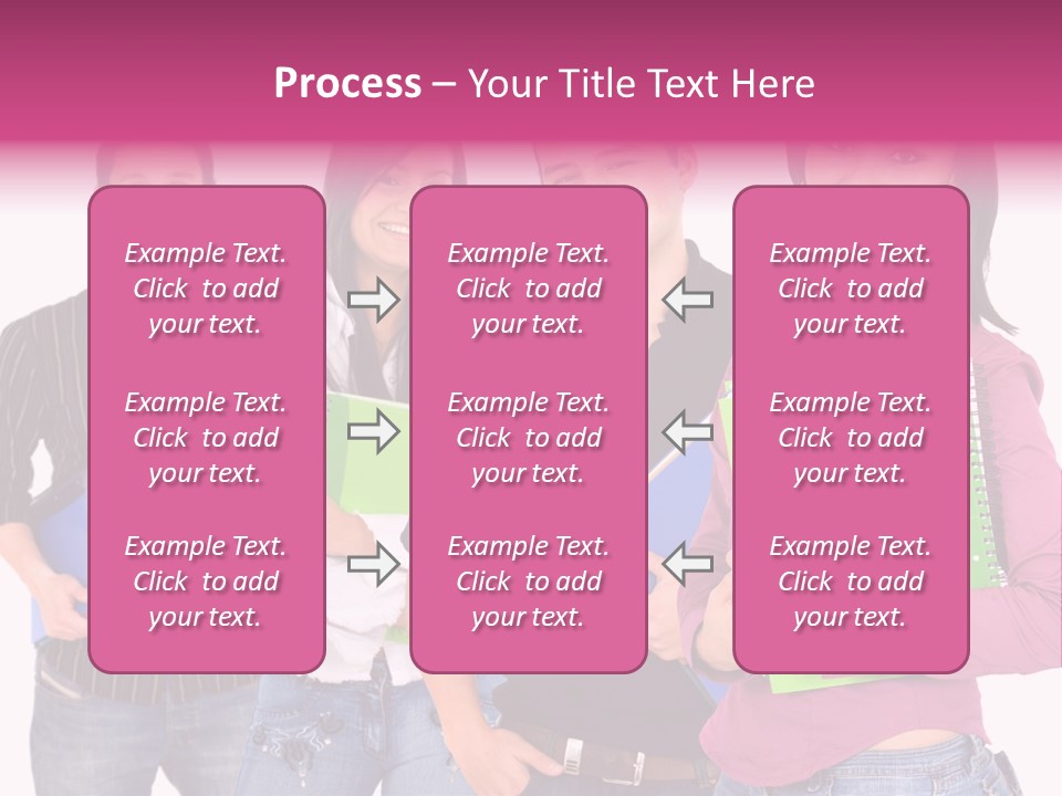 Casual Group Of College Students Smiling - Isolated Over A White Background PowerPoint Template