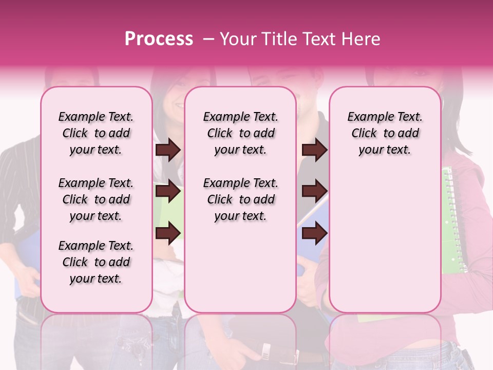 Casual Group Of College Students Smiling - Isolated Over A White Background PowerPoint Template