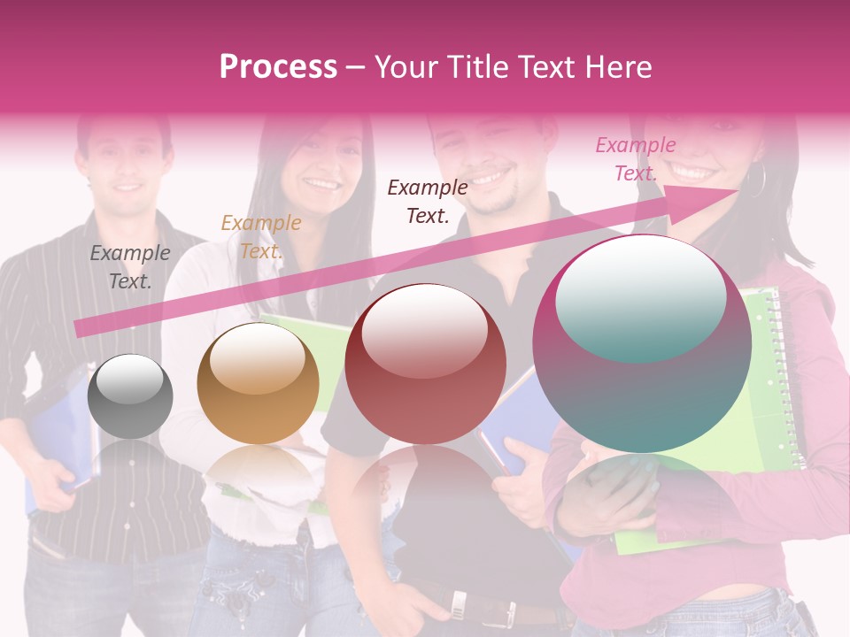 Casual Group Of College Students Smiling - Isolated Over A White Background PowerPoint Template