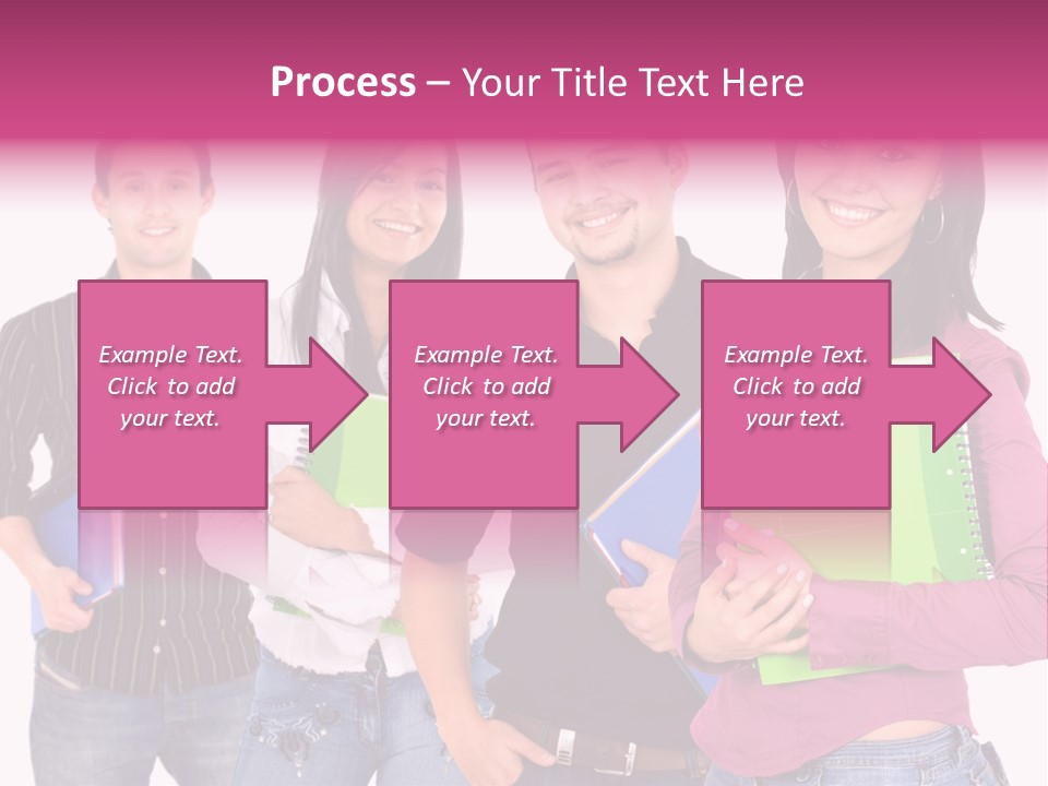 Casual Group Of College Students Smiling - Isolated Over A White Background PowerPoint Template
