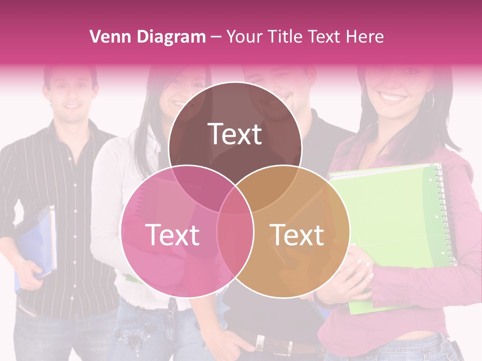 Casual Group Of College Students Smiling - Isolated Over A White Background PowerPoint Template